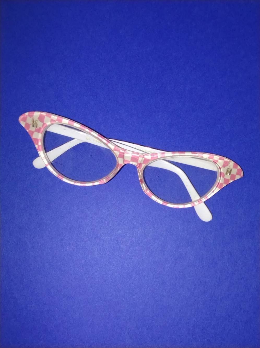 Dr.Peepers Cat-Eye Pink Checkered Eyeglass Frames